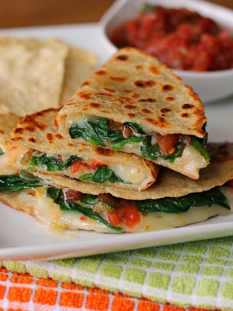 Receita de quesadillas de espinafre